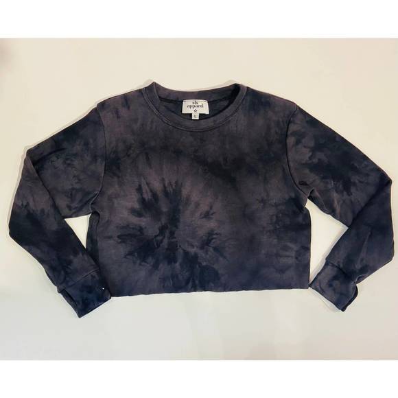 NEW SLS APPAREL tie-dye crop sweatshirt in charcoal - Picture 1 of 1